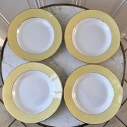 4 hollow plates Saint-Amand 60s yellow pastel chick