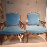 Pair of large armchairs in Louis XV style from the 19th century.