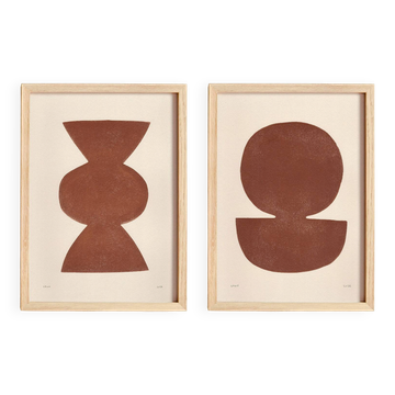 Duo de peintures abstraites sur papier signées Eawy