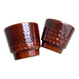 Set of 2 vintage planters - brown ceramic