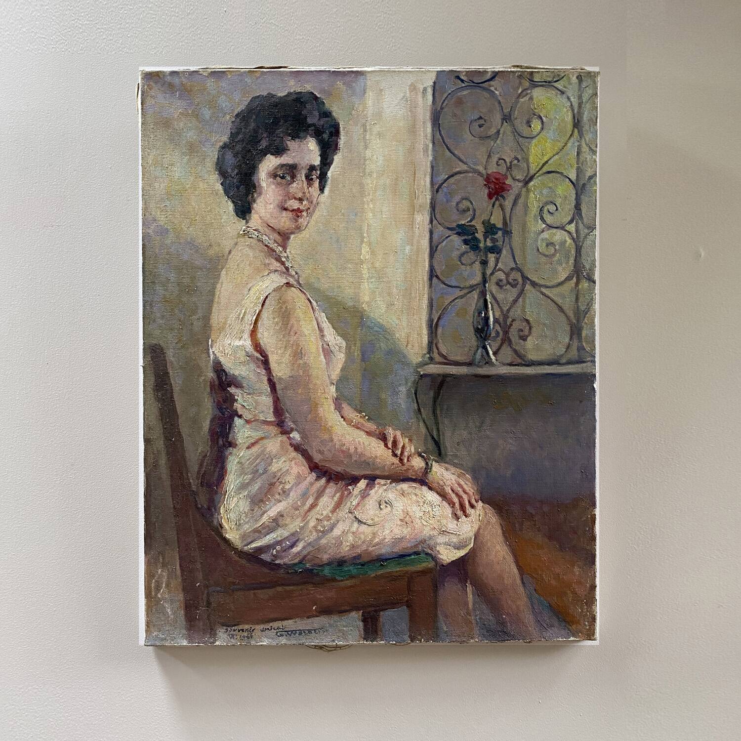 Painting 1966 "A woman at her window"