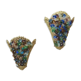 Paire d'appliques en verre de Murano forme grappes de raisin