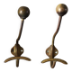 Set of 2 double coat hooks in brass