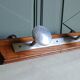 Coat rack with 2 hooks Art Deco in oak & aluminium, 1930
