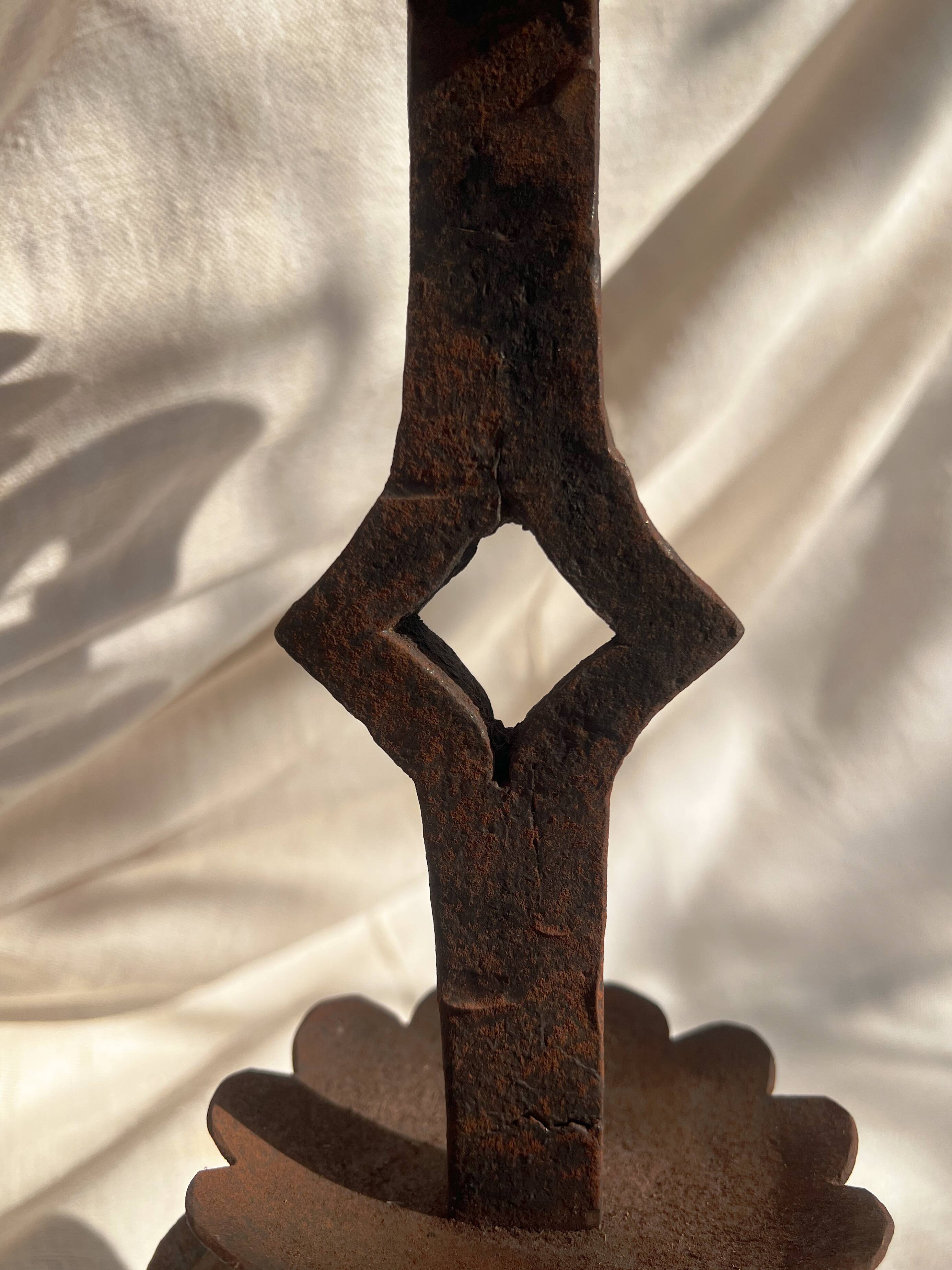 Pair of Antique French Wrought Iron Candlesticks