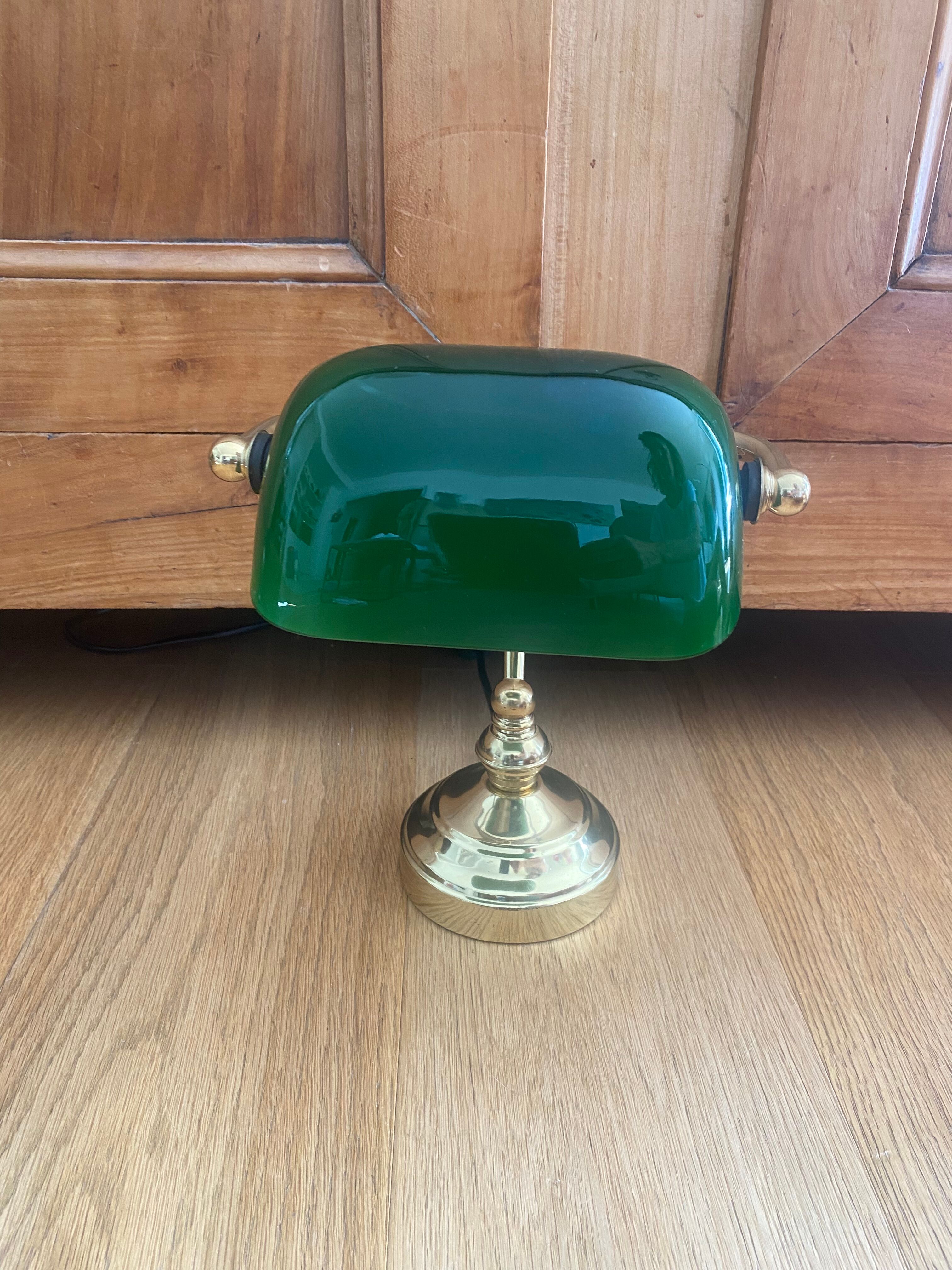 Banker's lamp notary brass and green opaline