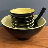 Ceramic black and yellow nuts dispender set 1960s