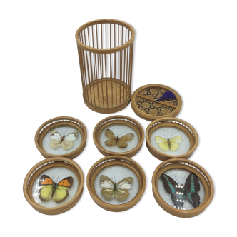 Wicker and butterflies coasters