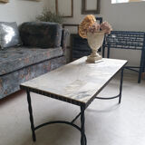 Marble and wrought iron coffee table