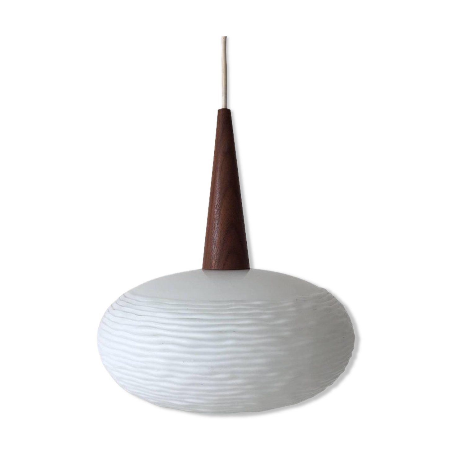 Suspension in frosted glass and teak by Louis Kalff for Philips, 1960 s