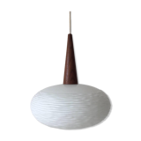 Suspension in frosted glass and teak by Louis Kalff for Philips, 1960 s