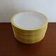 12 hollow plates porcelain of Sologne Larchevèque white and golden signed