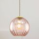 Lampe à suspension italienne du milieu du siècle en verre rose et laiton