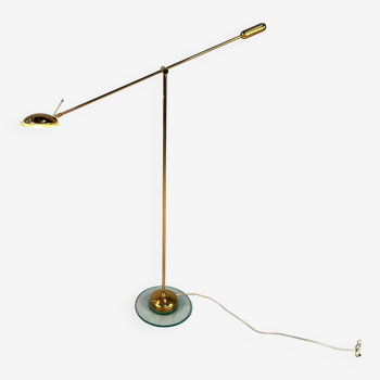 Dutch design brass and glass counter balance floorlamp by herda, 1970s