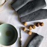 Suite of four napkins tinted in smoke grey