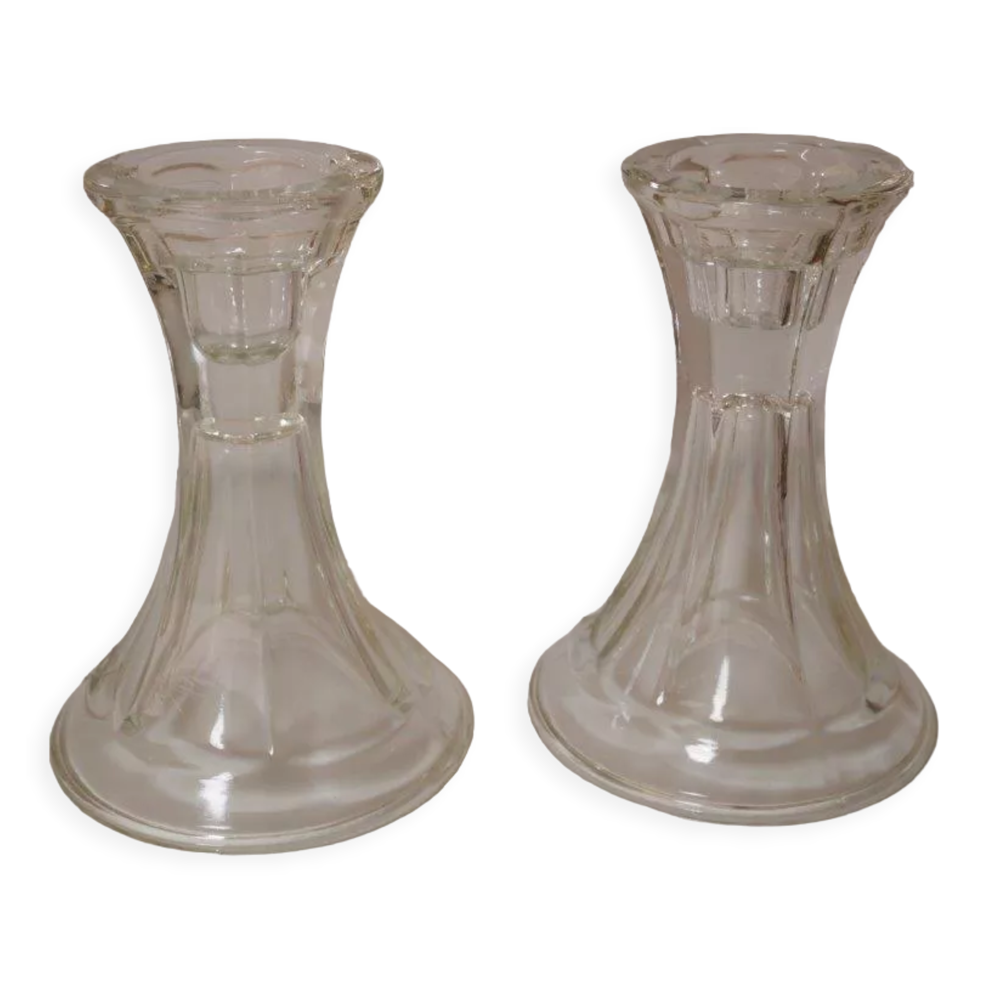 Set of 2 glass candle holders
