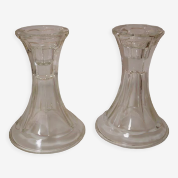 Set of 2 glass candle holders