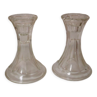 Lot de 2 bougeoirs en verre