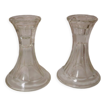 Set of 2 glass candle holders