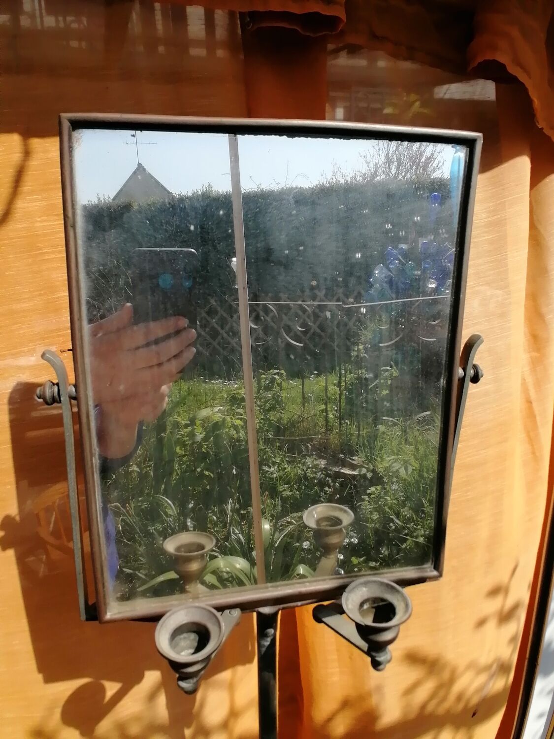 Barber's mirror on telescopic stand 1920 43x35cm