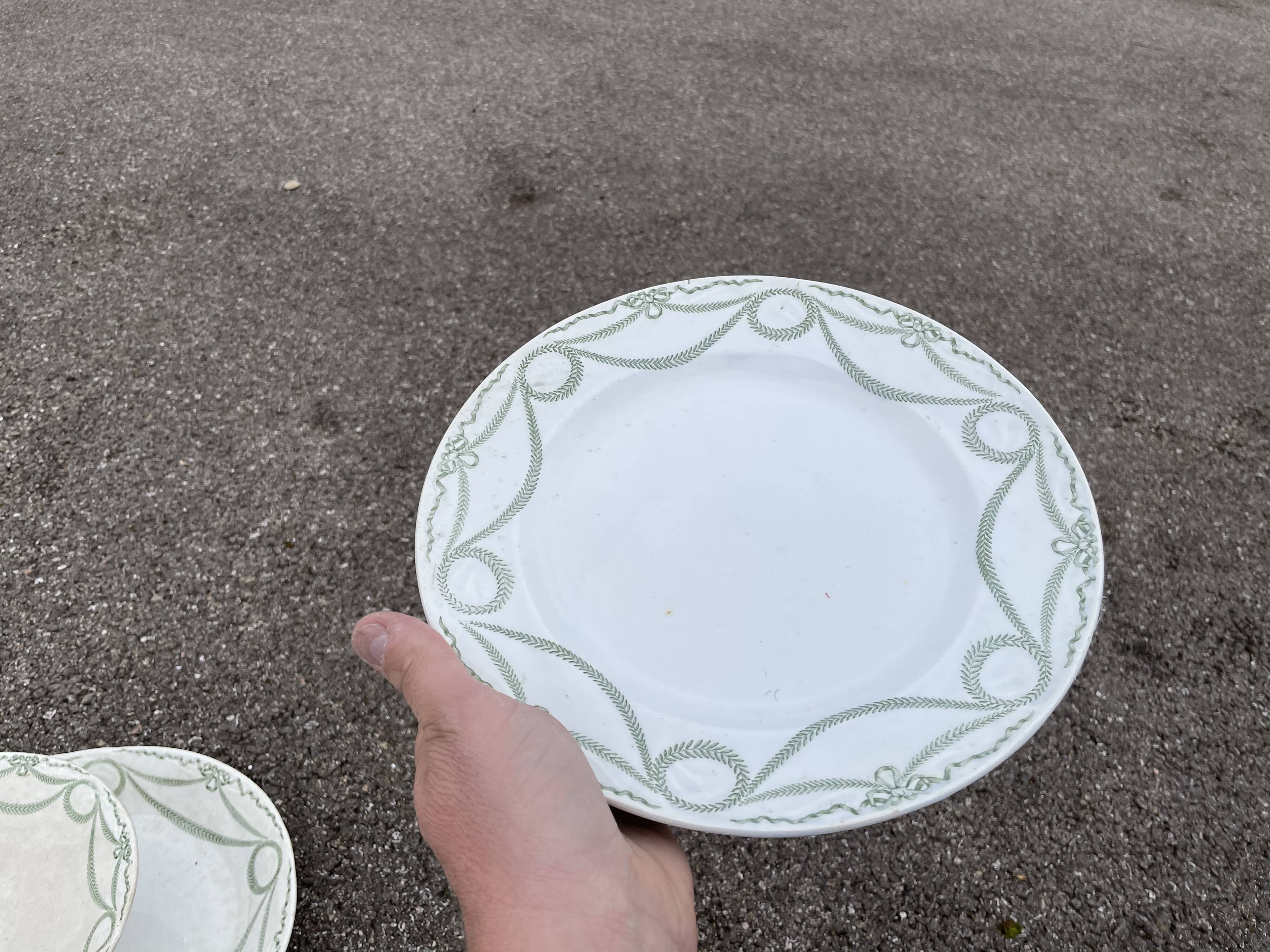 Large service 67 pieces creil and earthenware plates old dishes