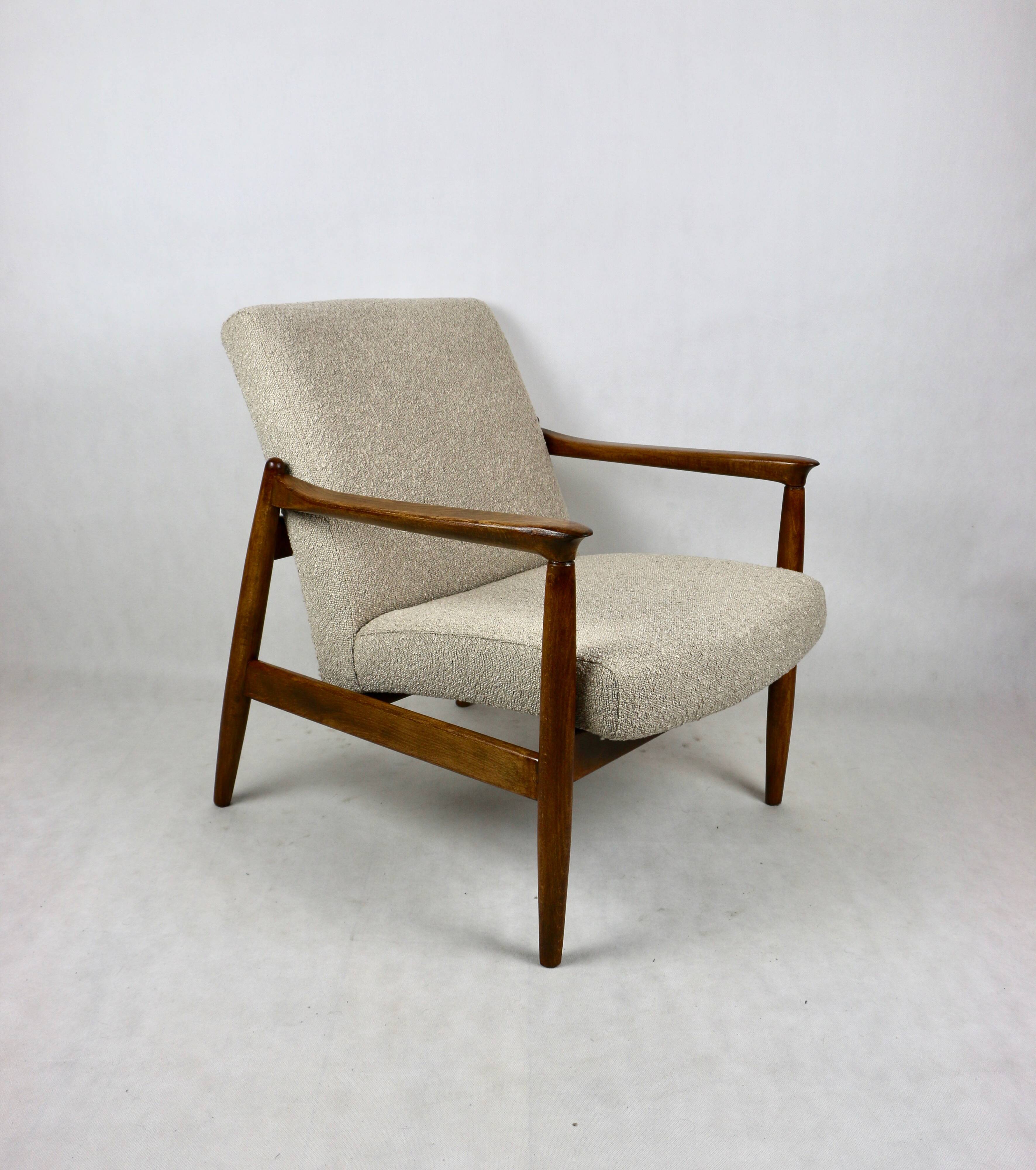 Beige Boucle armchair GFM-64 attributed to Edmund Homa, 1970s