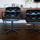 Leather armchair black by Charles Pollock for Knoll International