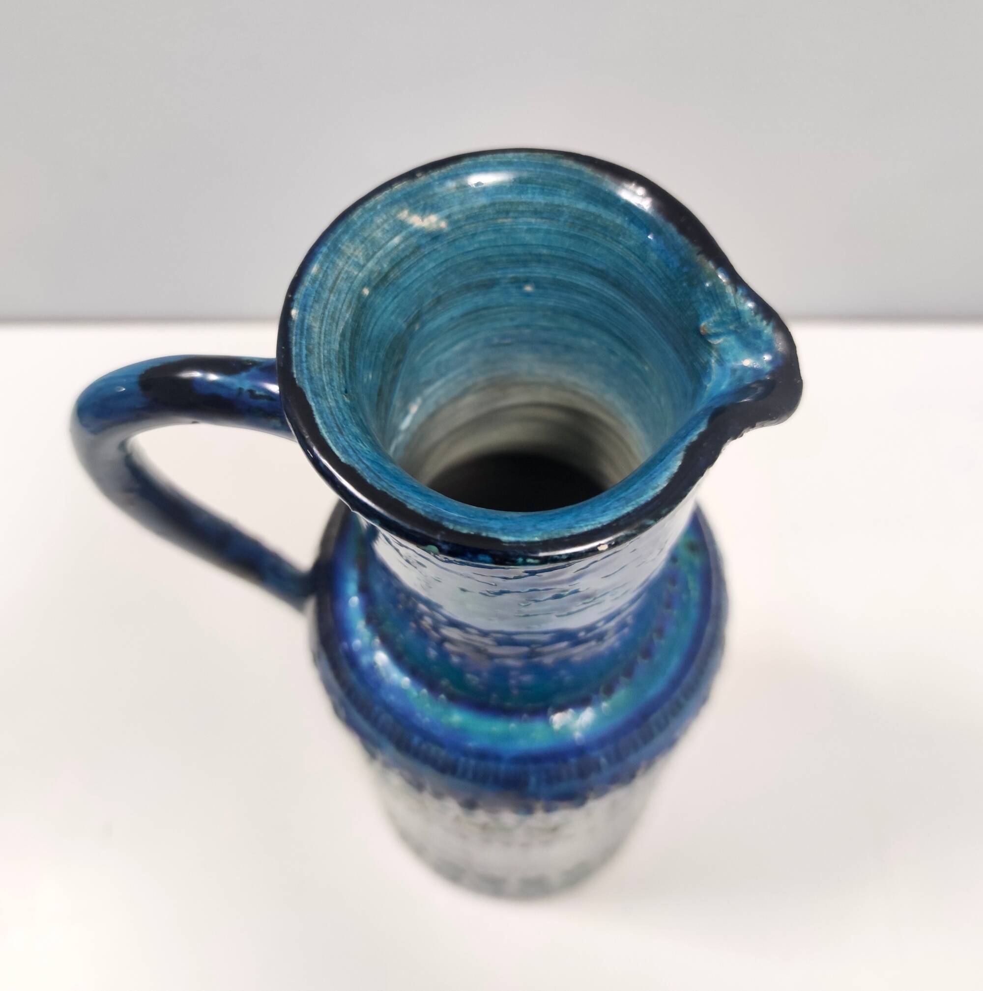 Rimini Blue Ceramic Pitcher Vase by A. Londi and F. Montelupo for Bitossi