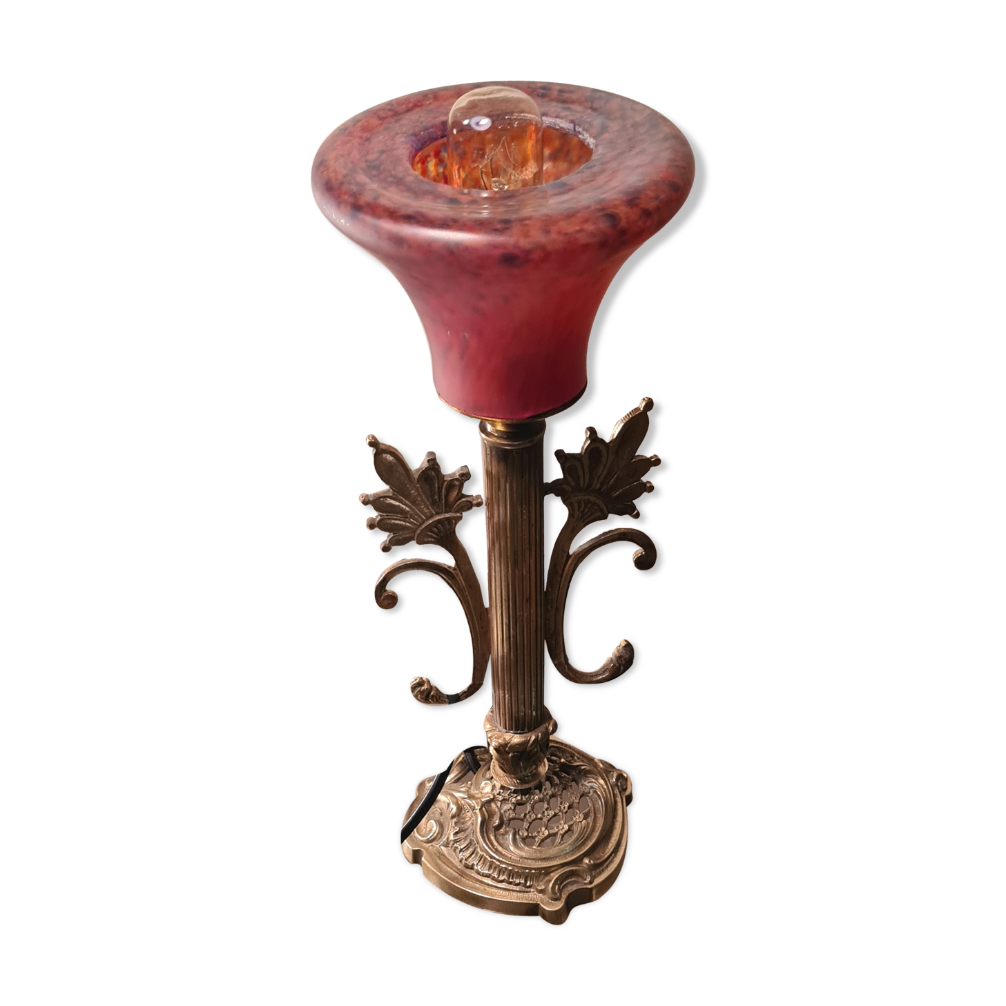 Bronze lamp and brass Art Nouveau