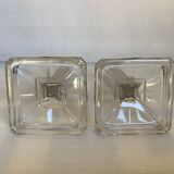 Pair of geometric art deco candlesticks