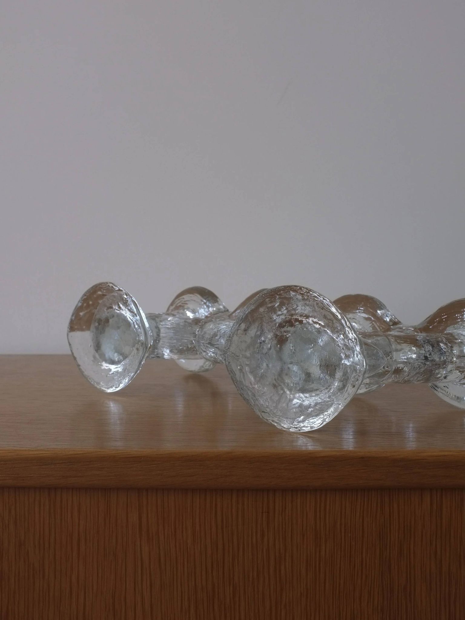 Large glass candle holder by Staffan Gellerstedt | Pukeberg Glasbruk | Sweden