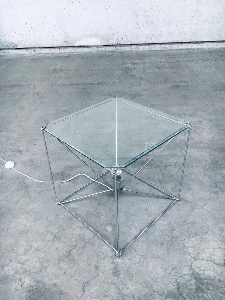 Cubist coffee table with lamp attributed to Max Sauze, France 1960s