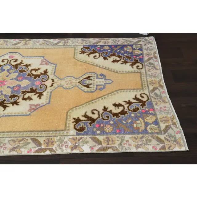 1970s Vintage Turkish Oushak Handmade Wool Cotton Brown Area Rug 135x238