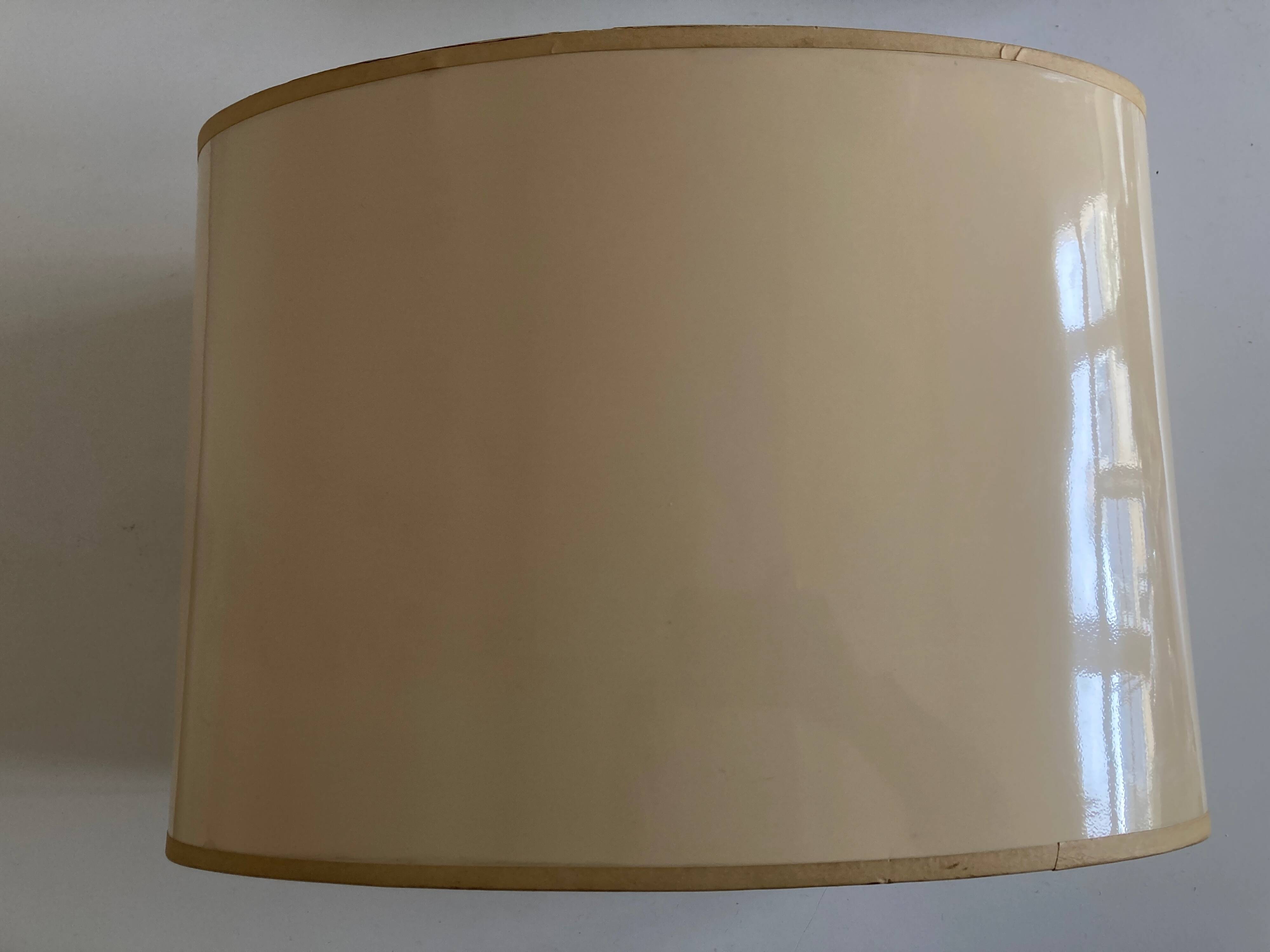 Oval lampshade hot water bottle lamp lacquered cardboard lined with gold 1970