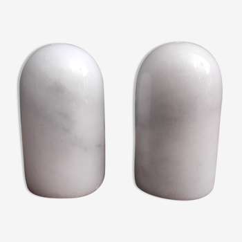 Vintage French salt and pepper shakers, in marble