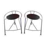 Pair of stools by Pascal Mourgue silver Moon