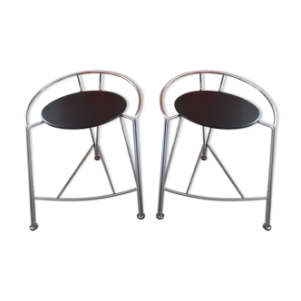 Pair of stools by Pascal Mourgue silver Moon