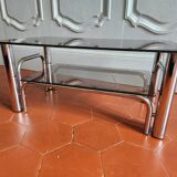 70s chrome and smoked glass coffee table