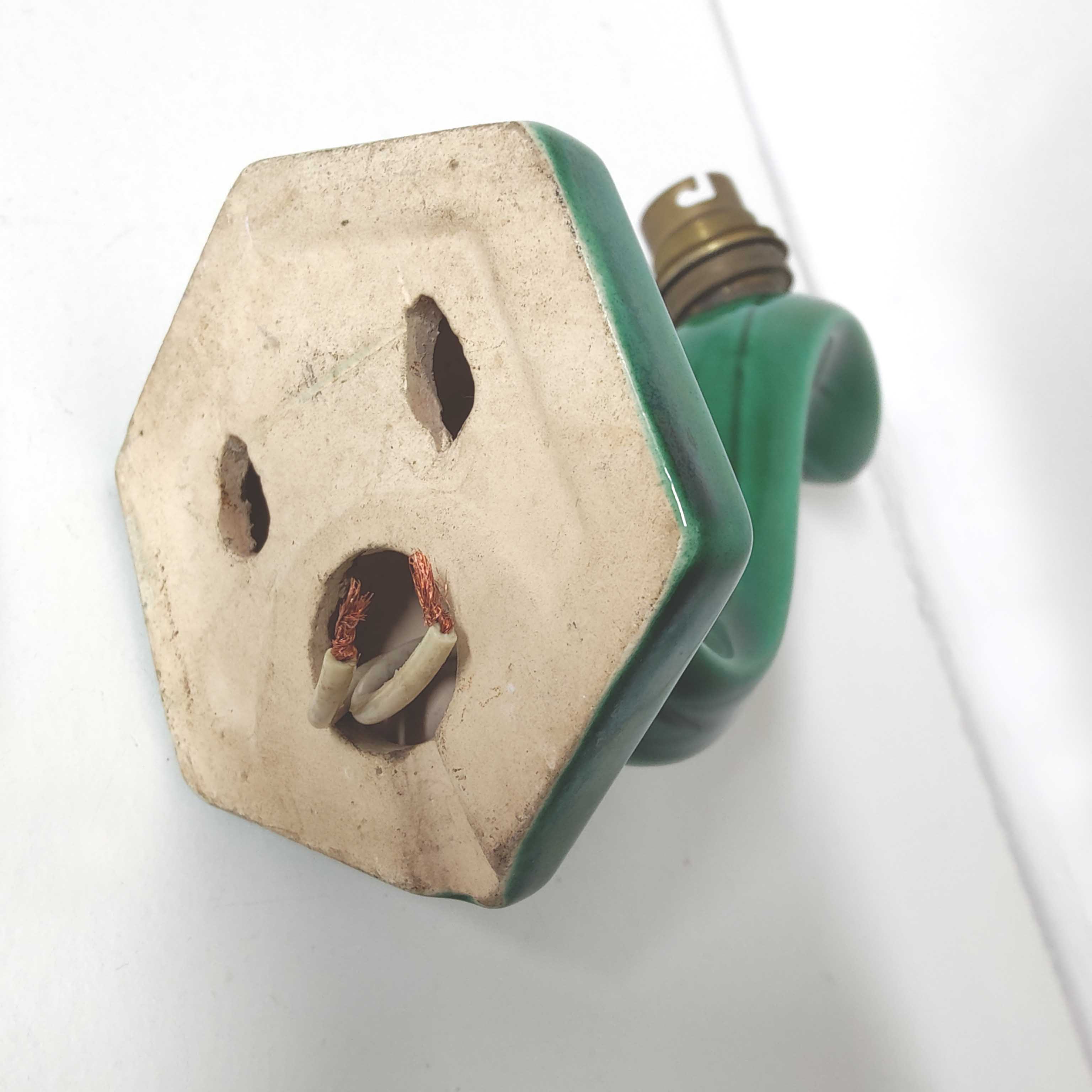 Art deco wall lamps in green ceramic