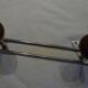 Patère double métal chromé et bois vintage 60s
