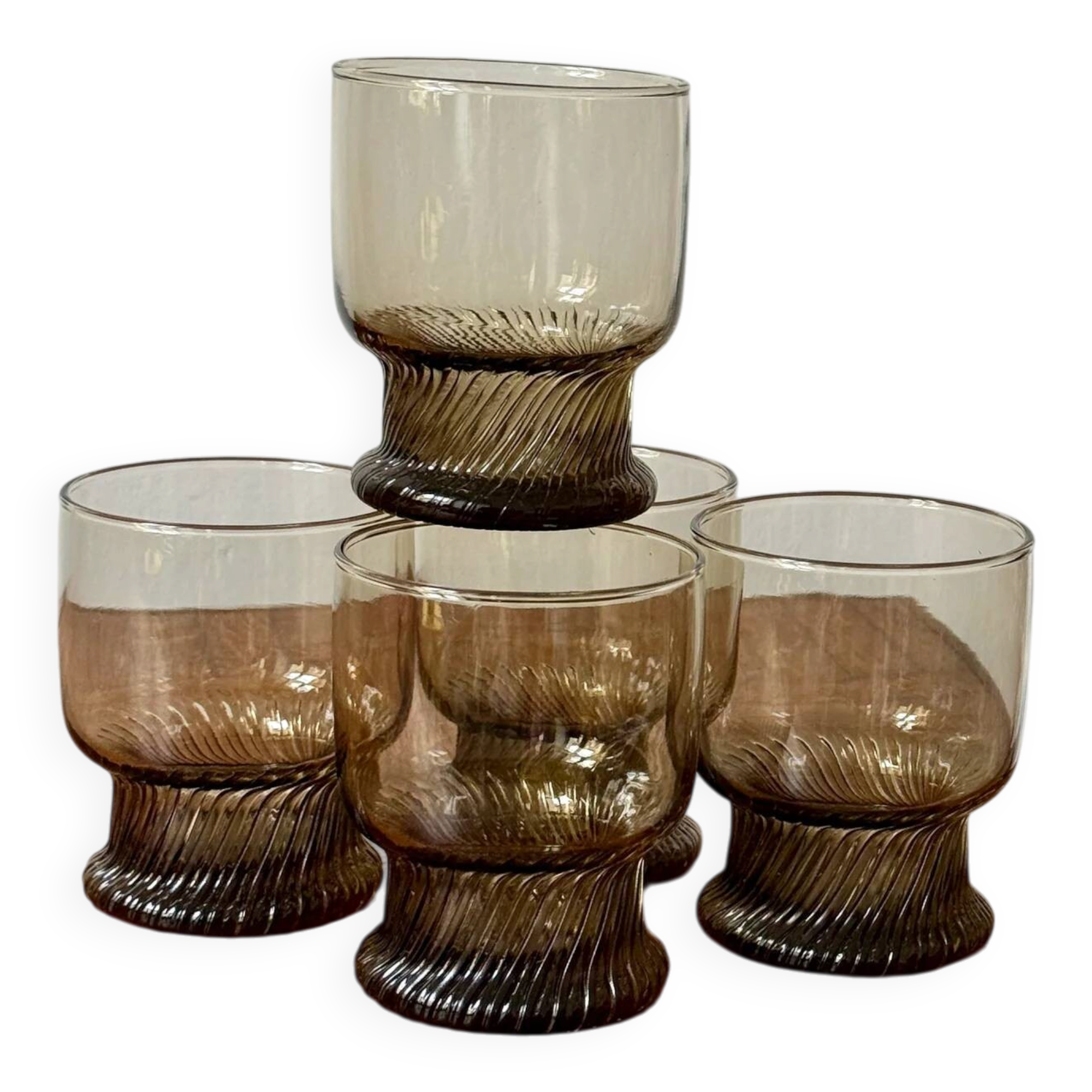 Lot de 5 verres à eau Henkel en verre fumé, années 80