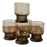 Lot de 5 verres à eau Henkel en verre fumé, années 80