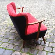 Scandinavian cocktail bi color red couch, 50s 60s