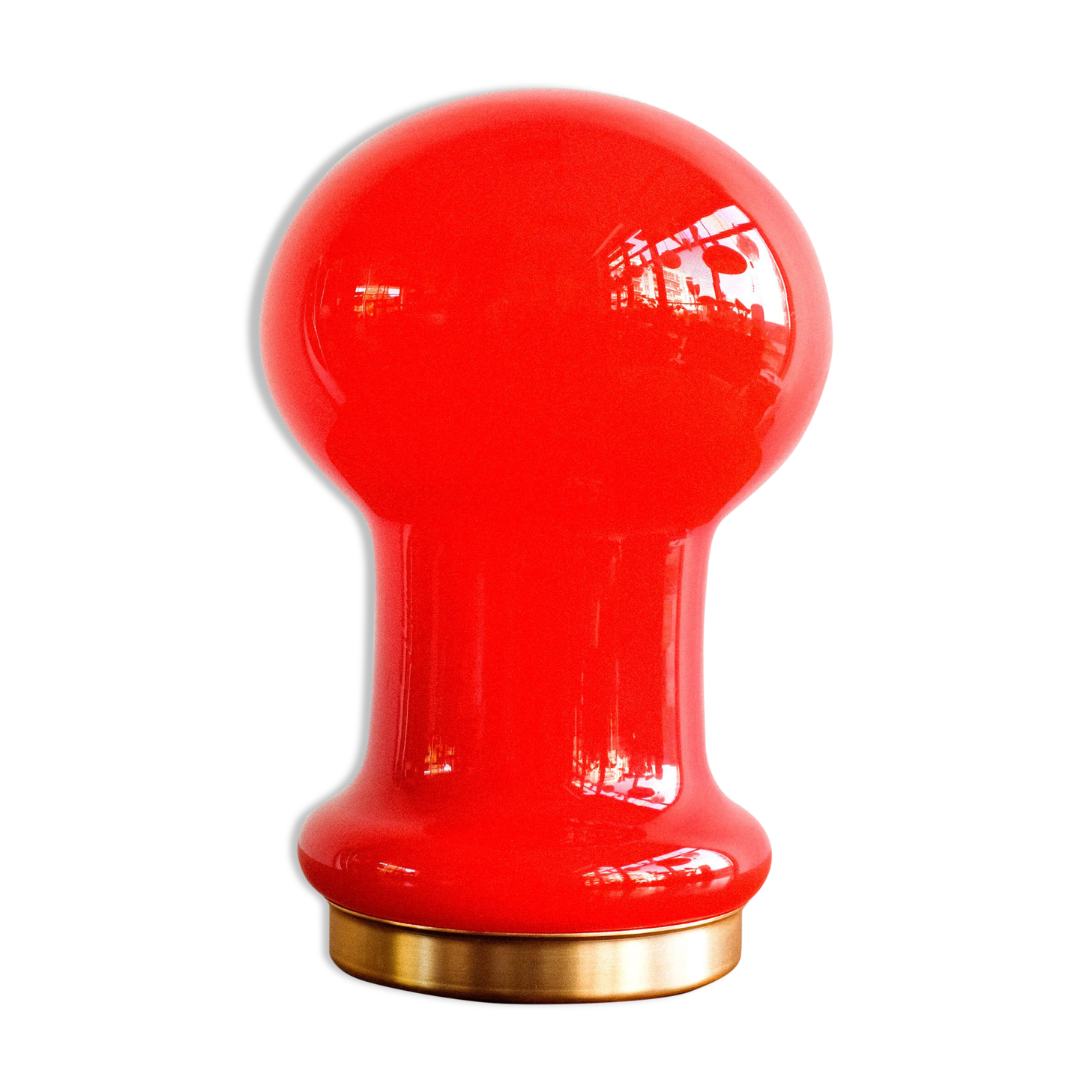 Space age czechoslovak opaline red glass table lamp, 1970s