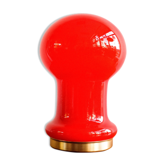 Space age czechoslovak opaline red glass table lamp, 1970s
