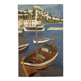Marine, vue d’un port méditerranéen signée Chevalier, XXe