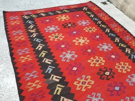 Tapis Kilim turc vintage tissé main