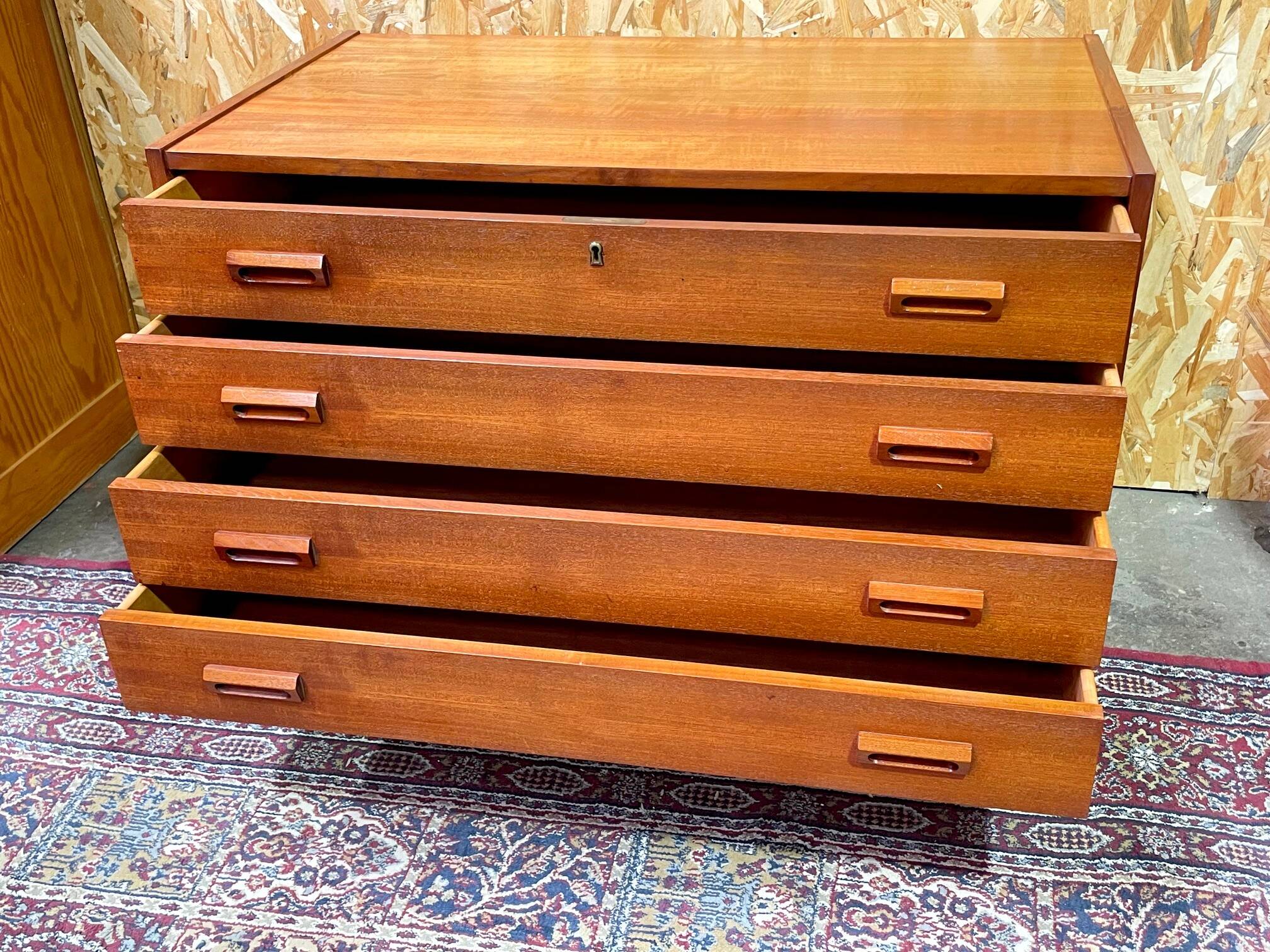 Commode bibliothèque bar scandinave en teck vintage années 60