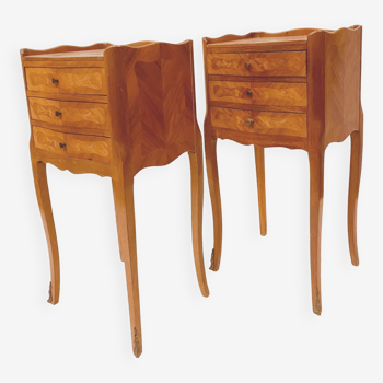 Pair of Louis XV/XX century inlaid bedside tables