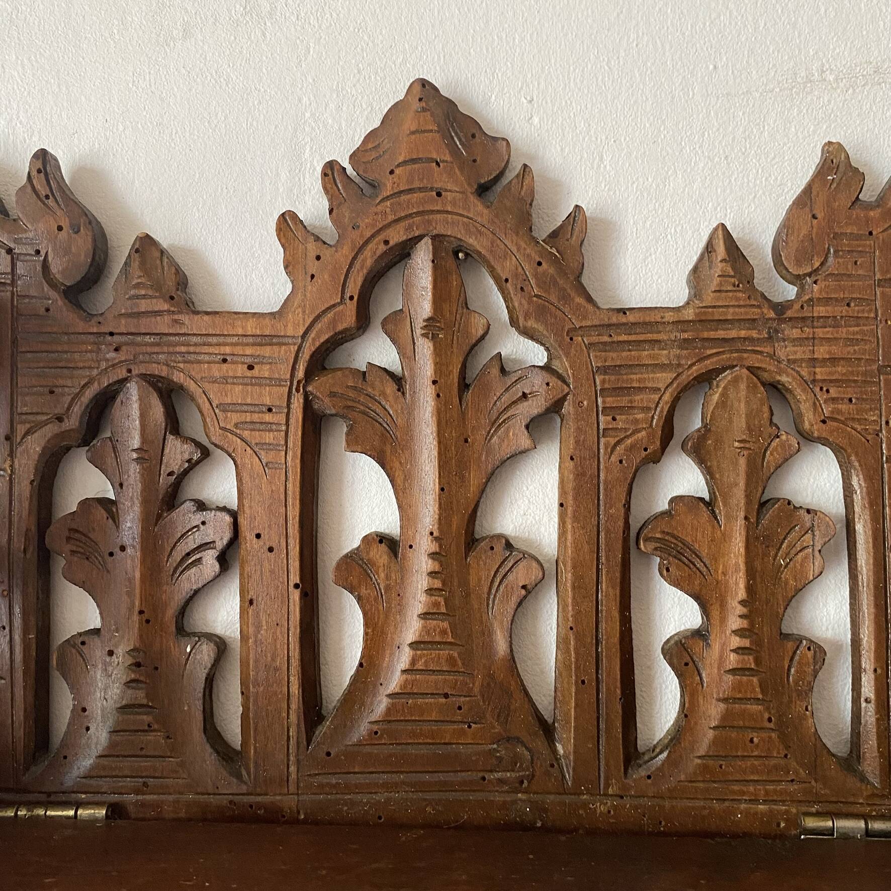 antique wall shelf gothic style openwork wood